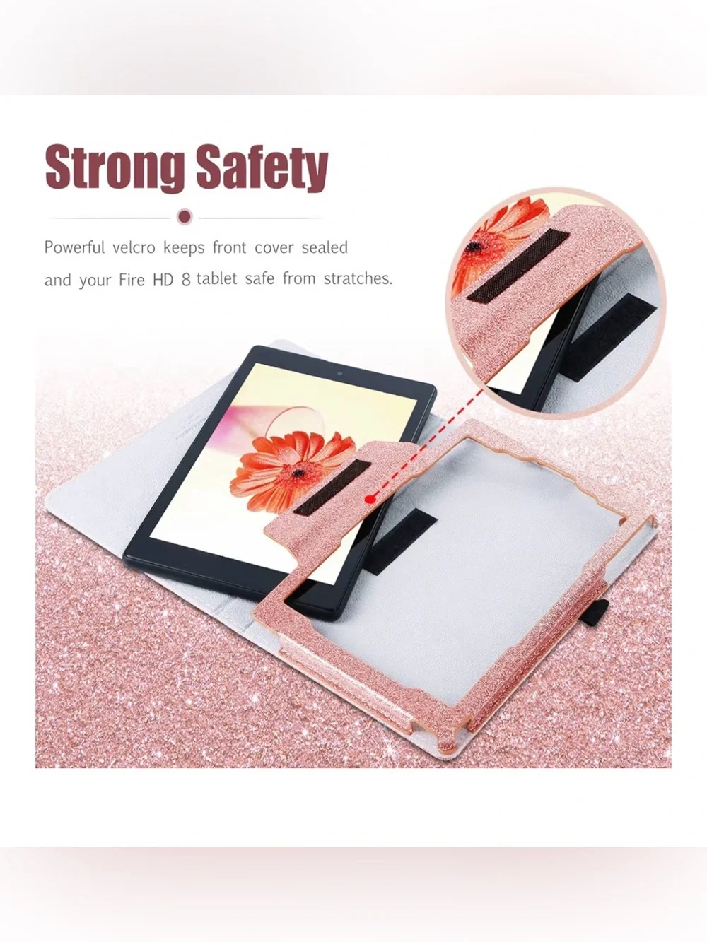 Sparkle Tablet Folio Cover in Rose Gold - Slim Protective Case